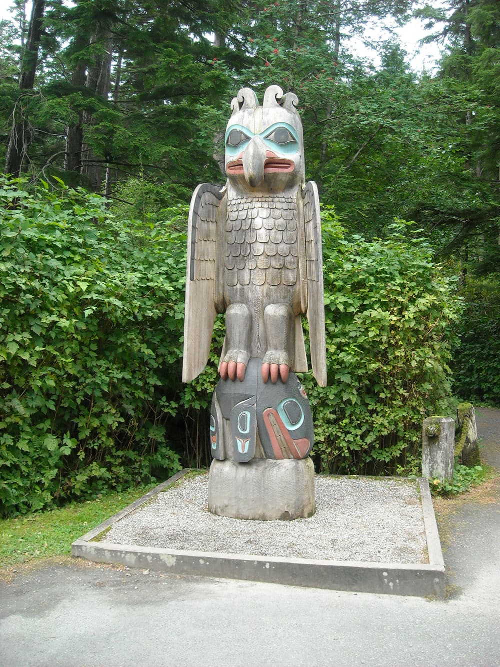 The Thunderbird and Whale carving at Totem Bight State Historical Park