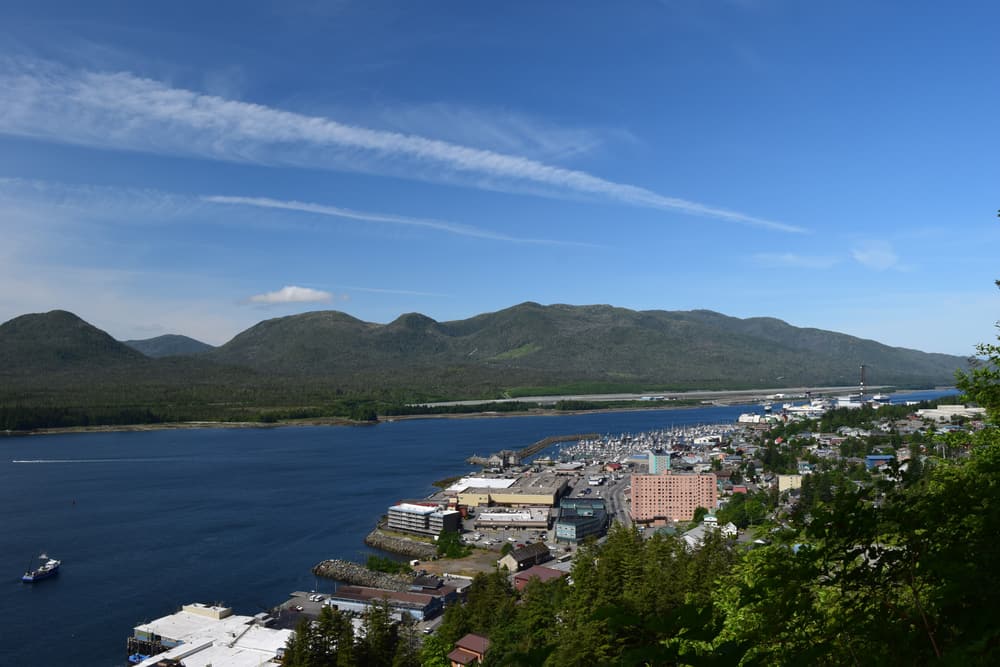 View over Ketchikan and the Tongass Narrows from the Rainbird Trail